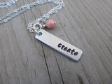 Create Inspiration Necklace "create"- Hand-Stamped Necklace with an accent bead in your choice