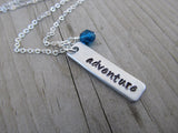 Adventure Inspiration Necklace "adventure"- Hand-Stamped Necklace with an accent bead in your choice