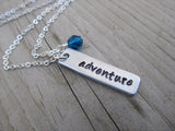 Adventure Inspiration Necklace "adventure"- Hand-Stamped Necklace with an accent bead in your choice