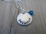 Patience Inspiration Necklace- "patience"- Hand-Stamped Necklace with an accent bead in your choice of colors