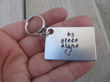 By Grace Alone Inspirational Keychain- "by grace alone" with a stamped heart  - Hand Stamped Metal Keychain