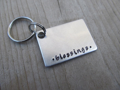 Blessings Inspirational Keychain- " •blessings• "  - Hand Stamped Metal Keychain