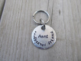 Small Aunt Keychain "Aunt...forever friend" - Small Circle Keychain - Hand Stamped Metal Keychain