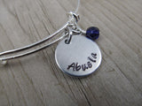 Spanish Grandmother's Bracelet - "Abuela"  - Hand-Stamped Bracelet- Adjustable Bangle Bracelet with an Accent Bead of your choice