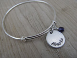 Spanish Grandmother's Bracelet - "Abuela"  - Hand-Stamped Bracelet- Adjustable Bangle Bracelet with an Accent Bead of your choice