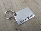 Engagement  Keychain- "She said yes" - Hand Stamped Metal Keychain