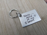 Niece Keychain- "Niece...child of my heart" with stamped hearts - Hand Stamped Metal Keychain