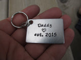 Gift for Dad- Keychain- Expectant Father Gift- Baby Shower Gift- Daddy's Keychain "Daddy est. (year of choice)" with a stamped heart- Hand Stamped Metal Keychain