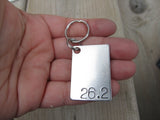 Marathon Keychain- "26.2" - Hand Stamped Metal Keychain