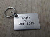 Gift for Uncle- Uncle Keychain- "Uncle est. (year of choice)" with a stamped heart- Hand Stamped Metal Keychain