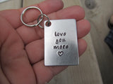 Love You More Keychain- "love you more" with a stamped heart - Hand Stamped Metal Keychain