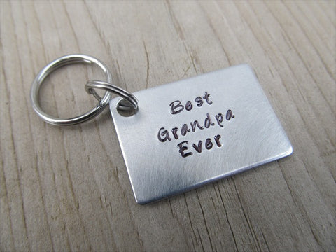 Grandpa Keychain- "Best Grandpa Ever" - Hand Stamped Metal Keychain