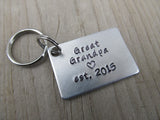 Great Grandpa Keychain - "Great Grandpa est. (year of choice)" with a stamped heart- Hand Stamped Metal Keychain