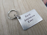 Grandma Keychain- "Best Grandma Ever" - Hand Stamped Metal Keychain