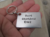 Grandma Keychain- "Best Grandma Ever" - Hand Stamped Metal Keychain