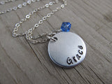 Grace Inspiration Necklace- "Grace" - Hand-Stamped Necklace with an accent bead in your choice of colors