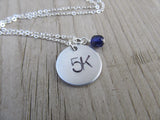 Marathon Necklace- "5K" - Hand-Stamped Necklace with an accent bead in your choice of colors
