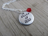 Graduation Necklace- "class of 2015" - Hand-Stamped Necklace with an accent bead in your choice of colors