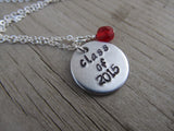 Graduation Necklace- "class of 2015" - Hand-Stamped Necklace with an accent bead in your choice of colors