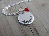 Medical Alert Necklace- "diabetic" - Hand-Stamped Necklace with an accent bead in your choice of colors
