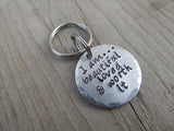 Small Inspiration Keychain "I am...beautiful loved & worth it" - Small Circle Keychain - Hand Stamped Metal Keychain