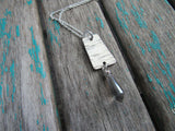Silver drop Necklace-Textured Silver with Crystal Drop- Modern Necklace