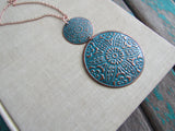 Copper and Blue Necklace- Modern Necklace