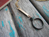 Gold Black, Turquoise Necklace- Modern Necklace