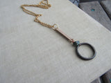 Gold Black, Turquoise Necklace- Modern Necklace