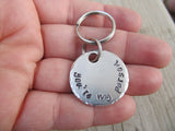 Small Hand-Stamped Keychain "you're my person" - Small Circle Keychain - Hand Stamped Metal Keychain