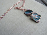 Copper and Teal Blue Necklace- Modern Necklace