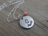 Aunt Necklace- "Aunt" with a stamped heart- Hand-Stamped Necklace with an accent bead in your choice of colors
