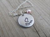 Mother's Necklace- "Mom" with a stamped heart- Hand-Stamped Necklace with an accent bead in your choice of colors