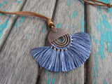Fringe Necklace in Multi-Blues
