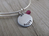 Unity Inspiration Bracelet- "unity"  - Hand-Stamped Bracelet  -Adjustable Bangle Bracelet with an accent bead of your choice