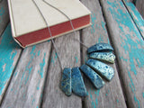 Rustic Dusty Blue Stone Necklace- Statement Necklace in Blues -READY to SHIP