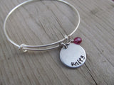 Unity Inspiration Bracelet- "unity"  - Hand-Stamped Bracelet  -Adjustable Bangle Bracelet with an accent bead of your choice