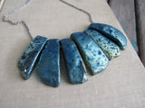 Rustic Dusty Blue Stone Necklace- Statement Necklace in Blues -READY to SHIP