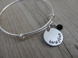 Imagine Inspiration Bracelet- "imagine"  - Hand-Stamped Bracelet  -Adjustable Bangle Bracelet with an accent bead of your choice