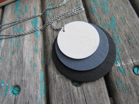 Circles Necklace in Black, Grey, and White