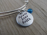 Never Lose Faith Bracelet- "never lose faith"  - Hand-Stamped Bracelet-Adjustable Bracelet with an accent bead of your choice- Graduation Gift