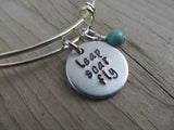 Leap Soar Fly Bracelet- "leap soar fly"  - Hand-Stamped Bracelet-Adjustable Bracelet with an accent bead of your choice- Graduation Gift