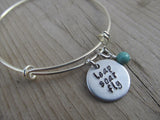 Leap Soar Fly Bracelet- "leap soar fly"  - Hand-Stamped Bracelet-Adjustable Bracelet with an accent bead of your choice- Graduation Gift
