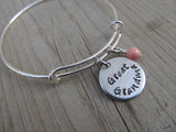 Great Grandma Bracelet- "Great Grandma"  - Hand-Stamped Bracelet-Adjustable Bracelet with an accent bead of your choice