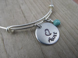 Aunt Bracelet- Gift for Aunt- Hand-Stamped Bracelet- "Aunt" with stamped heart - Hand-Stamped Bracelet- Adjustable Bangle Bracelet with an accent bead of your choice