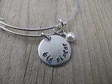 Big Sister Bracelet - hand-stamped "big sister" Bracelet- Hand-Stamped Bracelet  -Adjustable Bangle Bracelet with an accent bead of your choice
