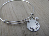 Big Sister Bracelet - hand-stamped "big sister" Bracelet- Hand-Stamped Bracelet  -Adjustable Bangle Bracelet with an accent bead of your choice
