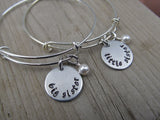 Big Sister and Little Sister Bracelet Set - hand-stamped "big sister" and "little sister" Bracelets- Hand-Stamped Bracelet  -Adjustable Bangle Bracelet