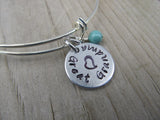 Great Grandma Bracelet- Gift for Great Grandma- Hand-Stamped Bracelet- "Great Grandma" with stamped heart - Hand-Stamped Bracelet- Adjustable Bangle Bracelet with an accent bead of your choice