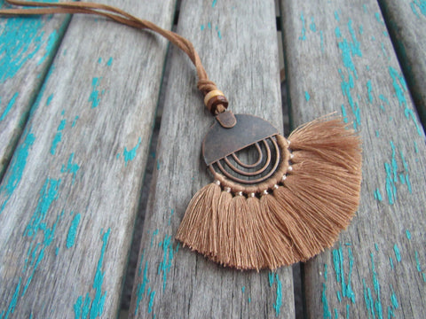 Fringe Necklace in Tan